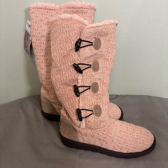 Muk Luks Felicity Boots-Blush Pink Knit-Women Size 10 - Picture 2 of 11